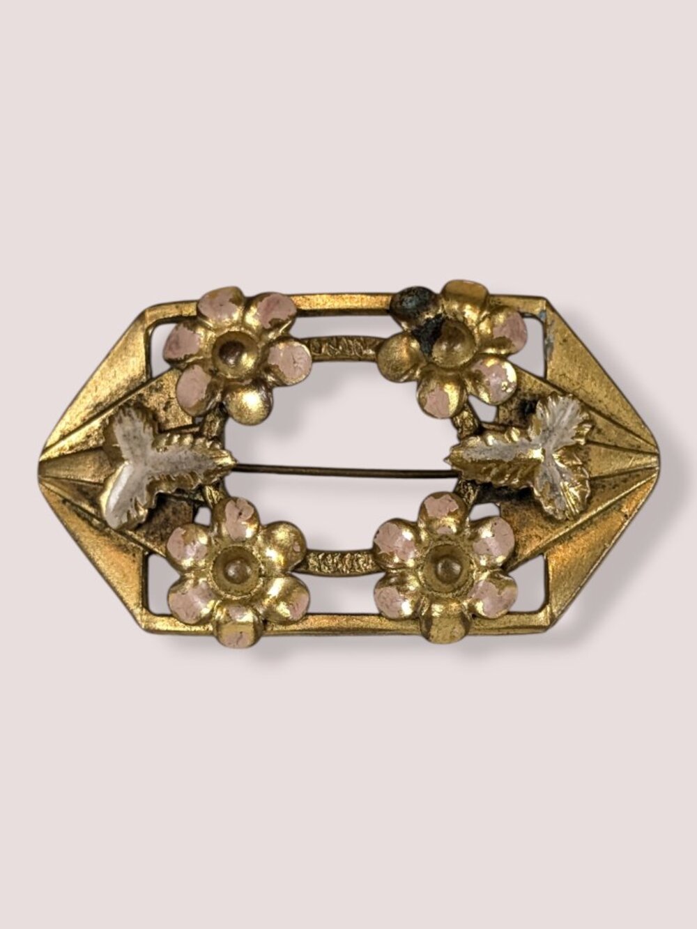 Vintage Geometric Floral Brooch